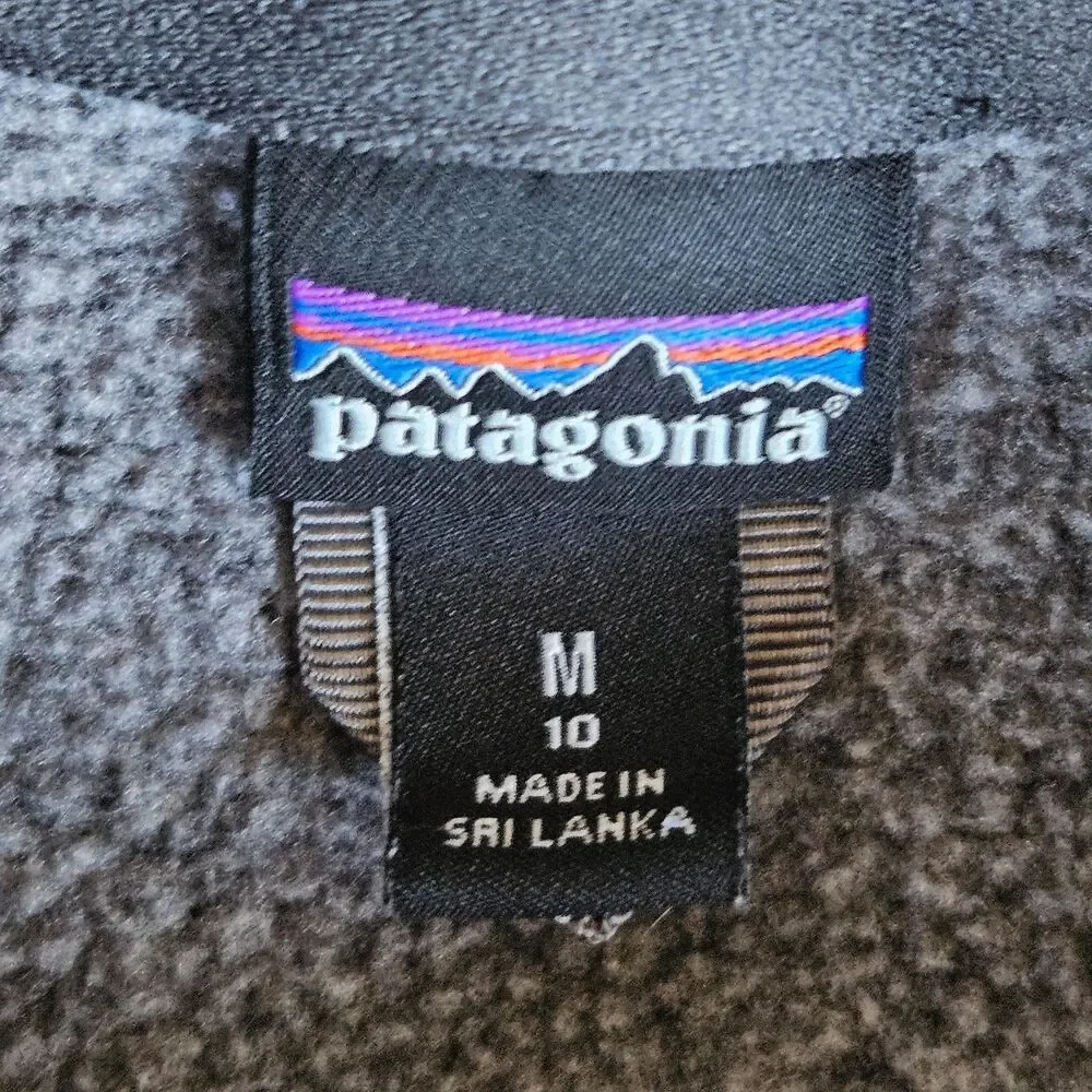 Patagonia Better Sweater Jacket Kids Medium 10 Gray Full Zip Fleece Mock Neck
